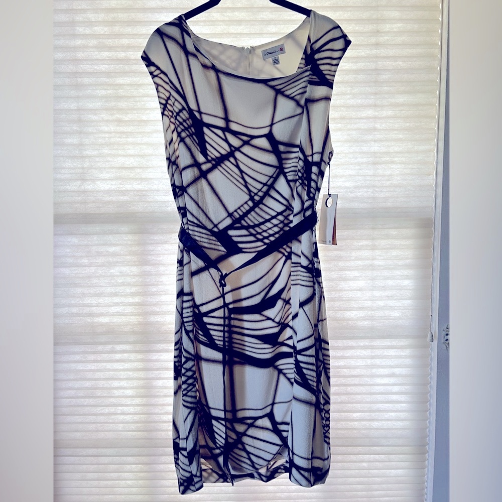 NWT 3.1 Phillip Lim Target Sleeveless Ivory Geometric Print Belted Sheath Dress